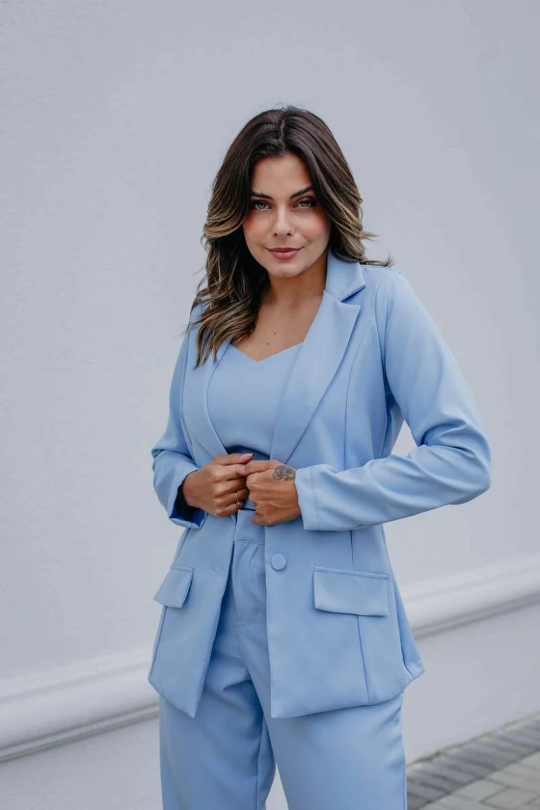 BLAZER MG LONGA ALFAIATARIA - Azul bebe