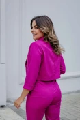 Blazer Curto De Linho - Fucsia