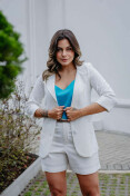 Blazer Manga 3/4 De Linho - Off white