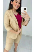 Blazer Manga 3/4 com Bolso Embutido - Areia