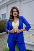 Blazer Manga 3/4 com Bolso Embutido - Azul bic