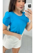 Blusa Duna Manga Tulipa - Azul piscina