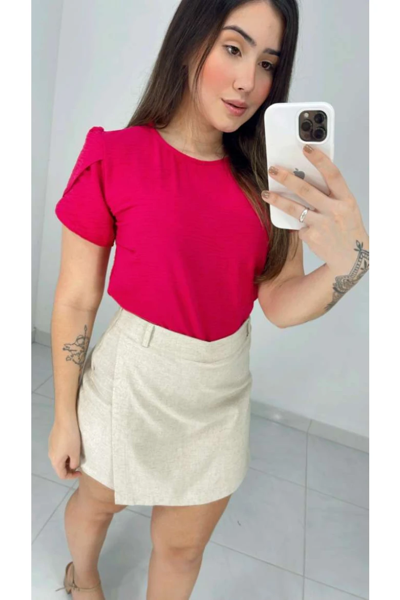 Blusa Duna Manga Tulipa - Rosa