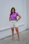 Blusa Viscose Busto Redondo Com Gota E Pregas - Lavanda