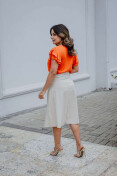 Blusa Viscose Decote V E Babados - Laranja