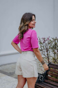 Blusa Viscose Manga Curta Decote Canoa - Rosa