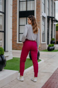 Calça Jogger De Linho Com Cinto - Bordo