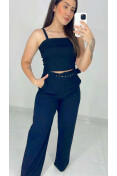 Cropped Linho C/ Barra - Preto