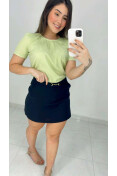 Shorts Saia De Linho Pingente - Preto