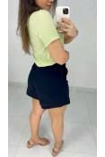 Shorts Saia De Linho Pingente - Preto