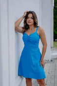 Vestido Curto De Linho - Azul piscina