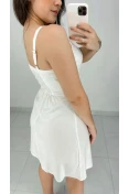 Vestido Curto De Linho - Off white