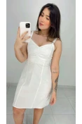 Vestido Curto De Linho - Off white