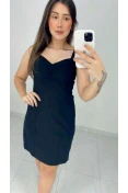 Vestido Curto De Linho - Preto