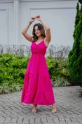 Vestido De Alça Duna Com Botões - Rosa