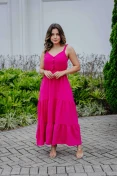 Vestido De Alça Duna Com Botões - Rosa