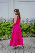 Vestido De Alça Duna Com Botões - Rosa