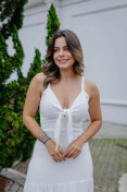 Vestido Longo De Alça Com Amarração No Busto - Off white