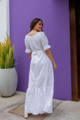 Vestido Longo Manga Curta Laise - Branco