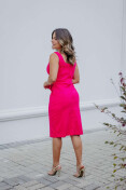 Vestido Midi De Linho Com Bolso - Rosa melancia