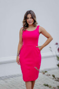 Vestido Midi De Linho Com Bolso - Rosa melancia